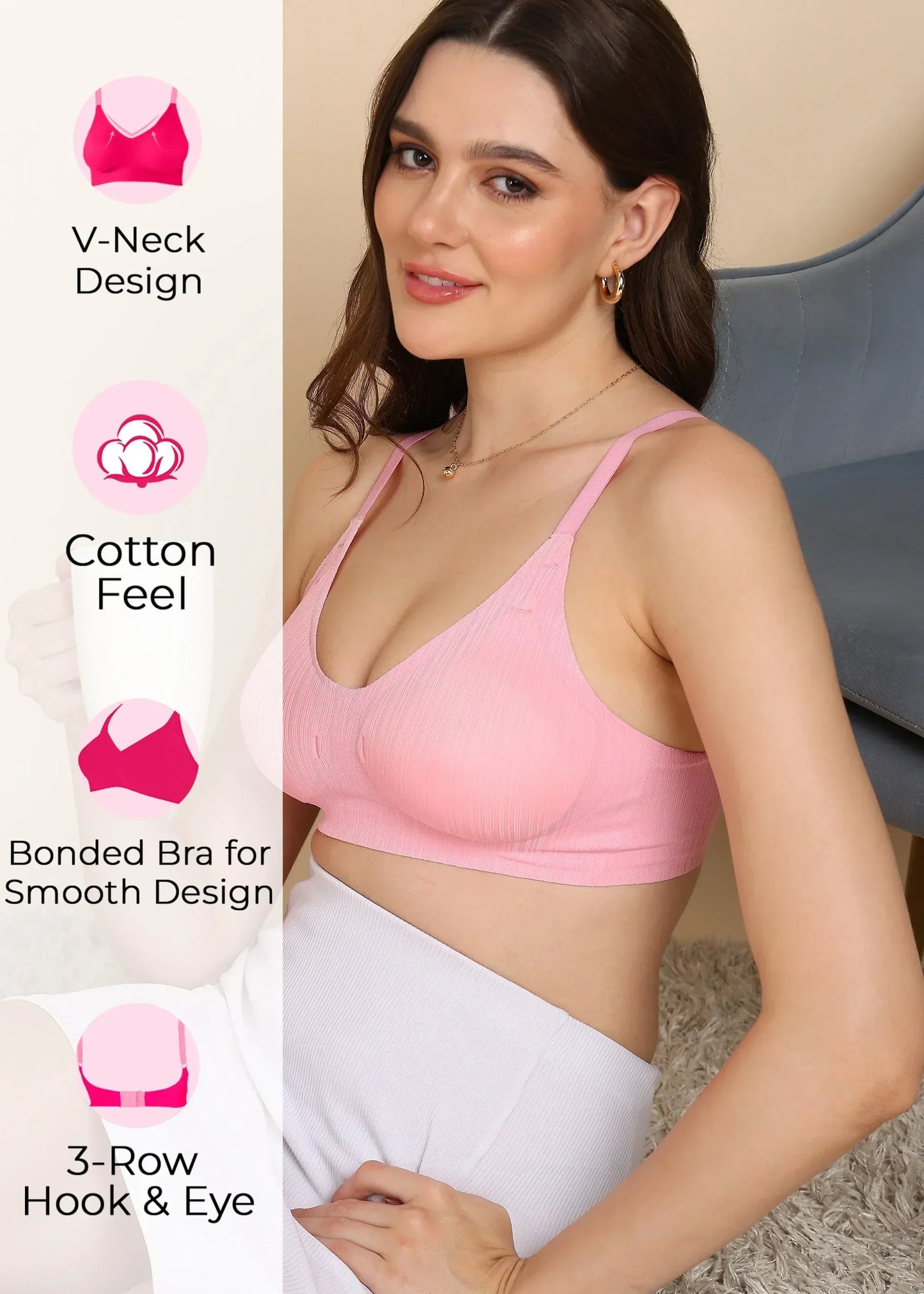 Bonded Designer Fabric Padded Seamless Bra (SB-998)
