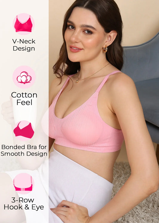 Bonded Designer Fabric Padded Seamless Bra (SB-998)