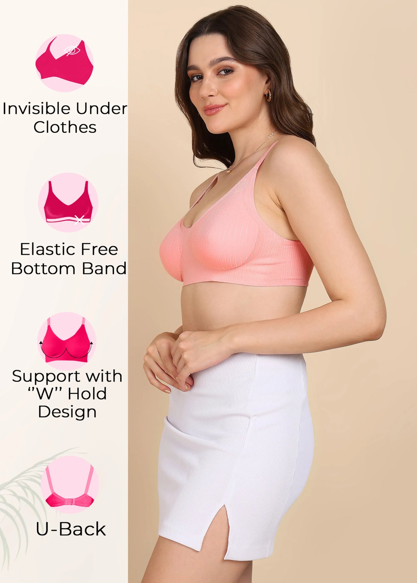 Bonded Designer Fabric Padded Seamless Bra (SB-998)