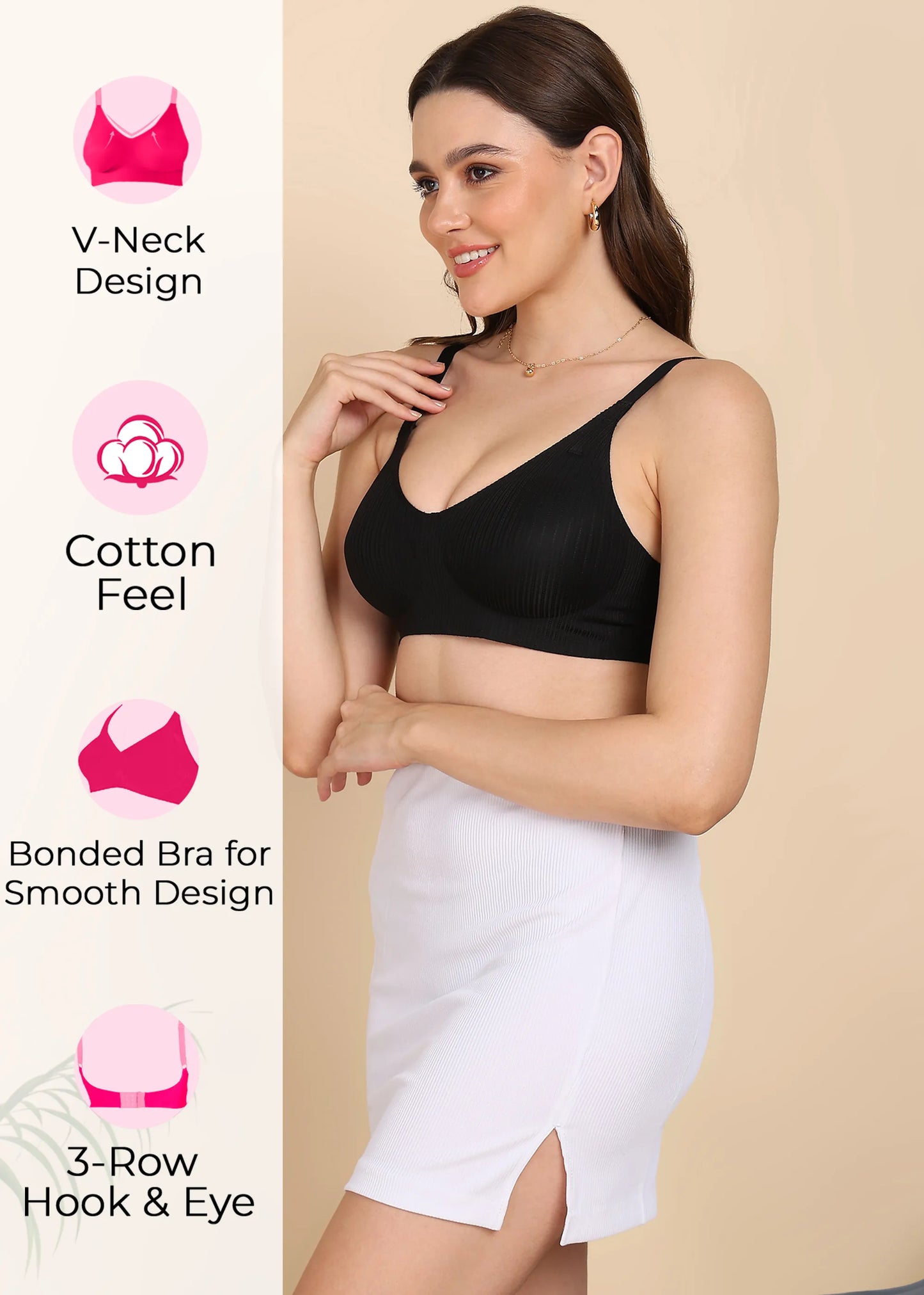 Bonded Designer Fabric Padded Seamless Bra (SB-998)